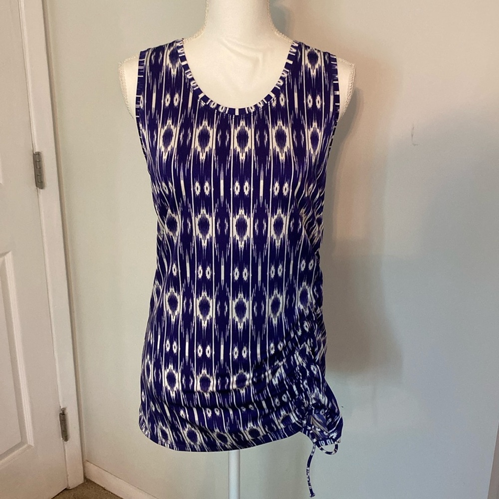 Athleta Purple Ikat Ruched Side Tank Top Women’s Large Sleeveless - Picture 2 of 5